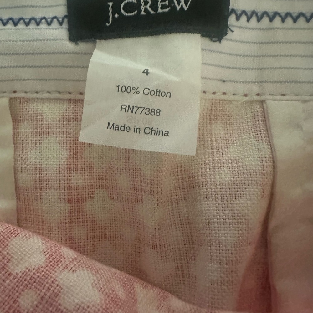 J. Crew Red Mini Skirt with White Geometric Print and Button Details - Picture 5 of 5